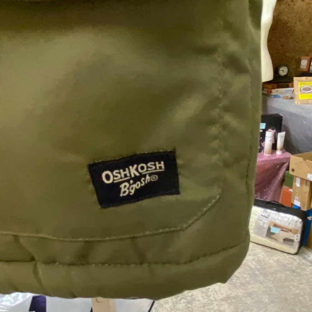 OshKosh B'gosh Olive Green Hooded Parka with Brown Sherpa Lining